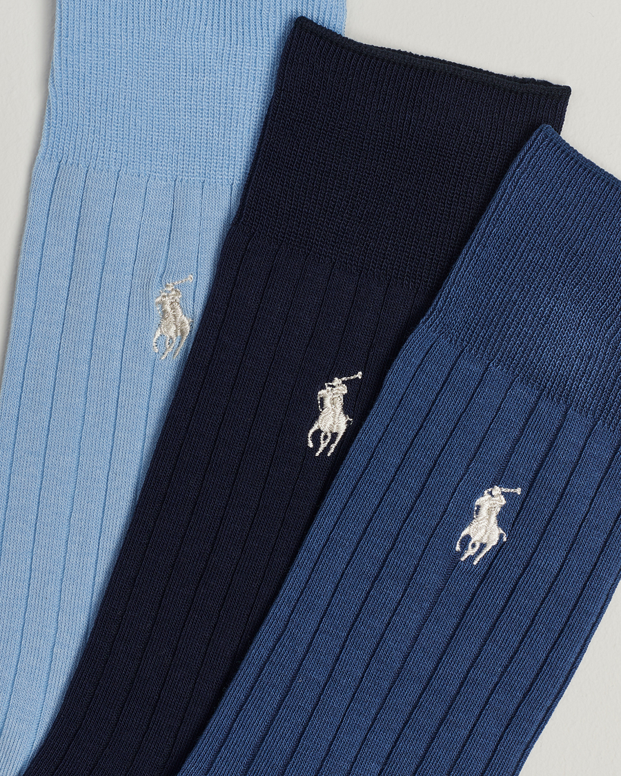 Hombres | Ropa interior y calcetines | Polo Ralph Lauren | 3-Pack Egyptian Rib Crew Sock Blue