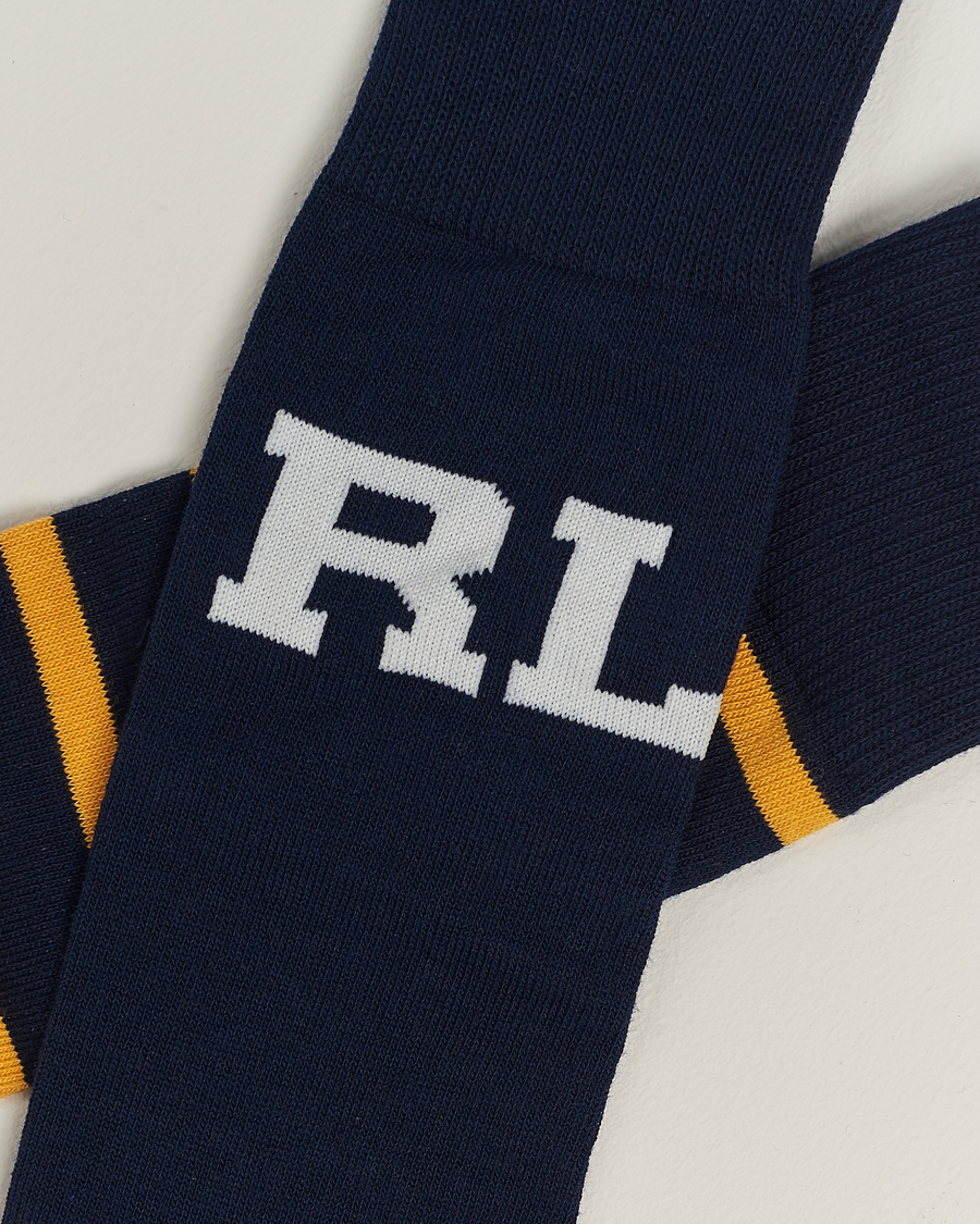 Hombres | Calcetines diarios | Polo Ralph Lauren | 3-Pack Crew Sock Navy Bear & Stripe