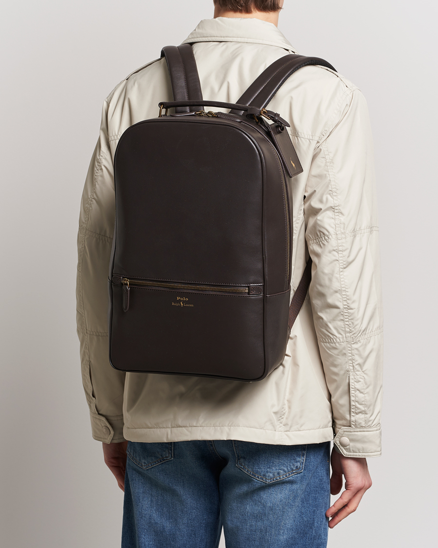 Hombres | Polo Ralph Lauren Leather Backpack Dark Brown | Polo Ralph Lauren | Leather Backpack Dark Brown