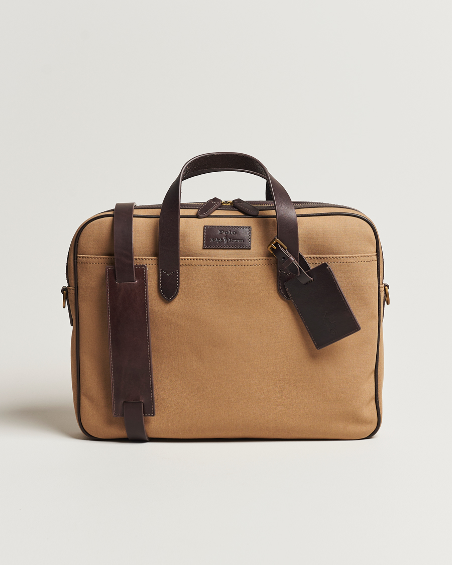 Hombres | Polo Ralph Lauren Canvas/Leather Computer Bag Tan | Polo Ralph Lauren | Canvas/Leather Computer Bag Tan