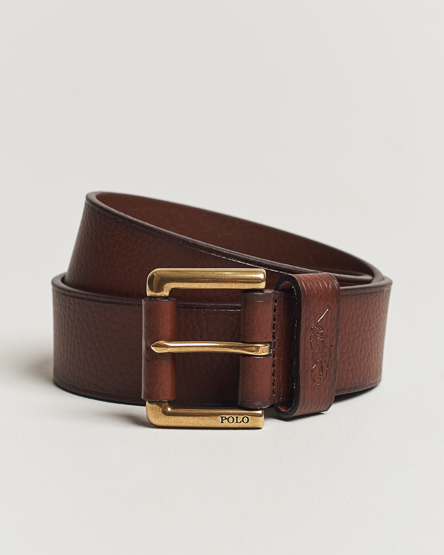Hombres | Polo Ralph Lauren Pebbled Leather Belt Brown | Polo Ralph Lauren | Pebbled Leather Belt Brown