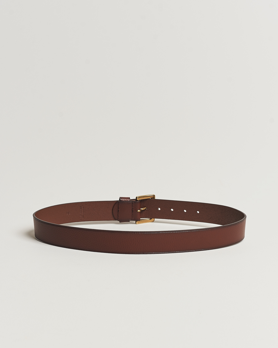 Hombres | Polo Ralph Lauren Pebbled Leather Belt Brown | Polo Ralph Lauren | Pebbled Leather Belt Brown