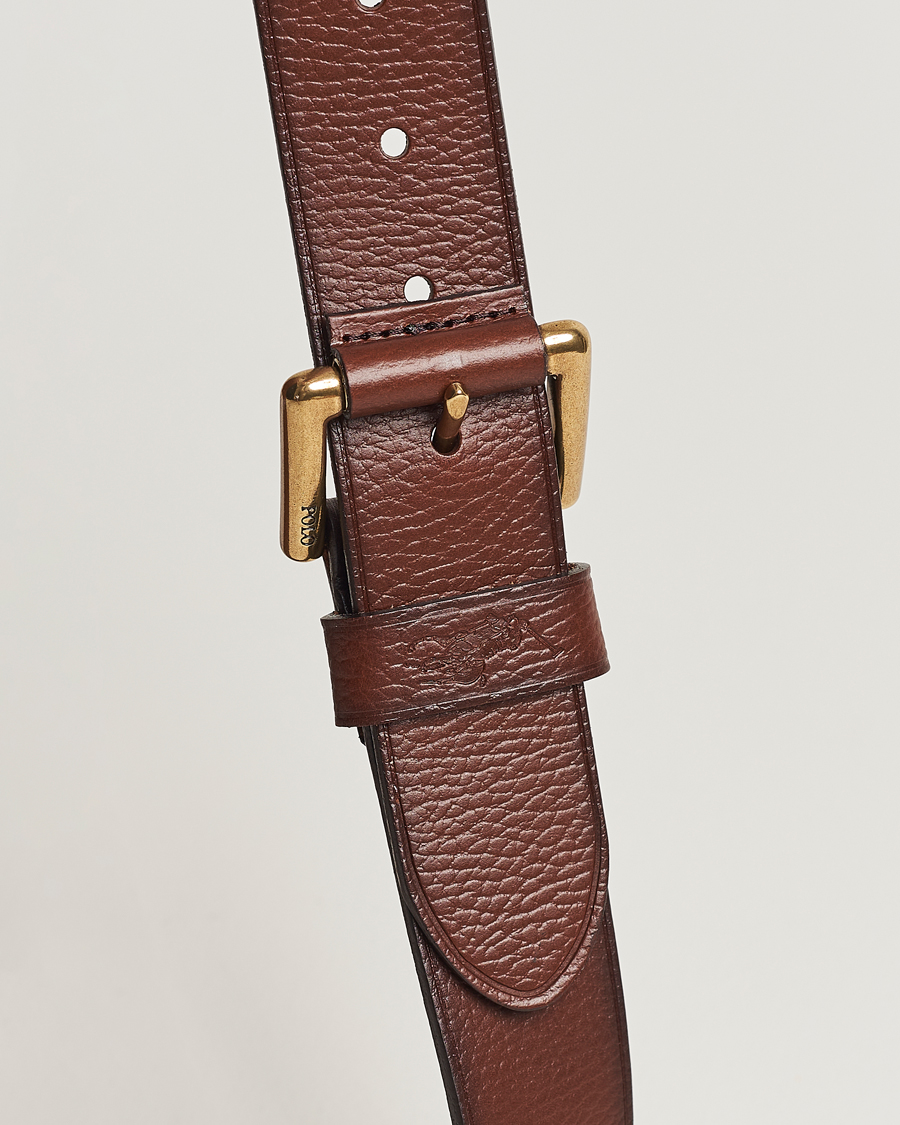 Hombres | Polo Ralph Lauren Pebbled Leather Belt Brown | Polo Ralph Lauren | Pebbled Leather Belt Brown