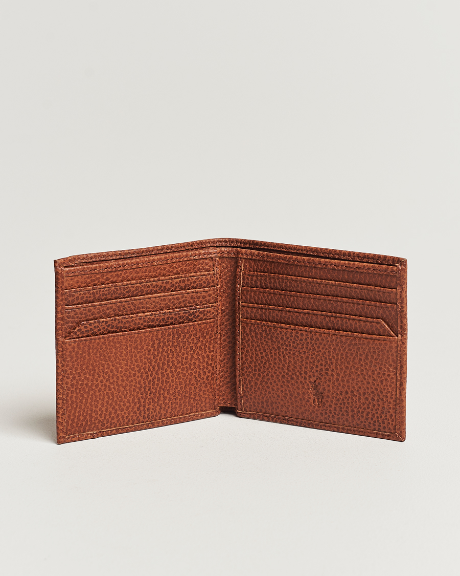 Hombres |  | Polo Ralph Lauren | Pebbled Leather Billfold Wallet Saddle Brown