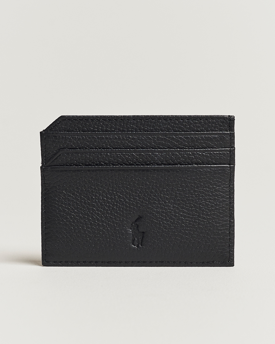 Hombres | Polo Ralph Lauren Pebbled Leather Credit Card Holder Black | Polo Ralph Lauren | Pebbled Leather Credit Card Holder Black