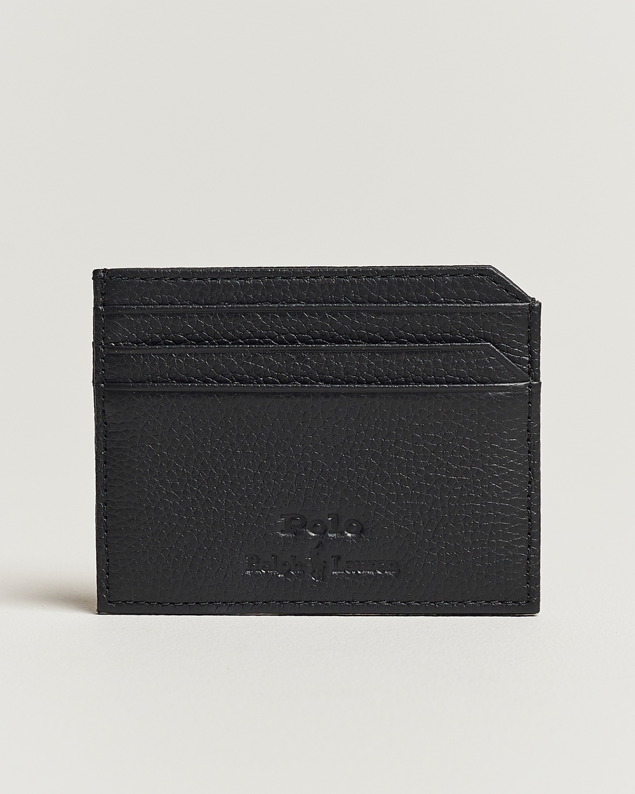 Hombres | Polo Ralph Lauren Pebbled Leather Credit Card Holder Black | Polo Ralph Lauren | Pebbled Leather Credit Card Holder Black
