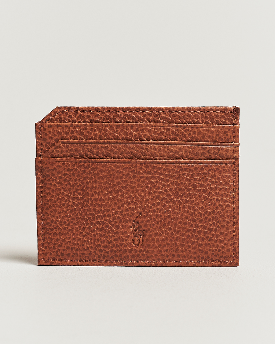 Hombres | Polo Ralph Lauren Pebbled Leather Credit Card Holder Saddle Brown | Polo Ralph Lauren | Pebbled Leather Credit Card Holder Saddle Brown