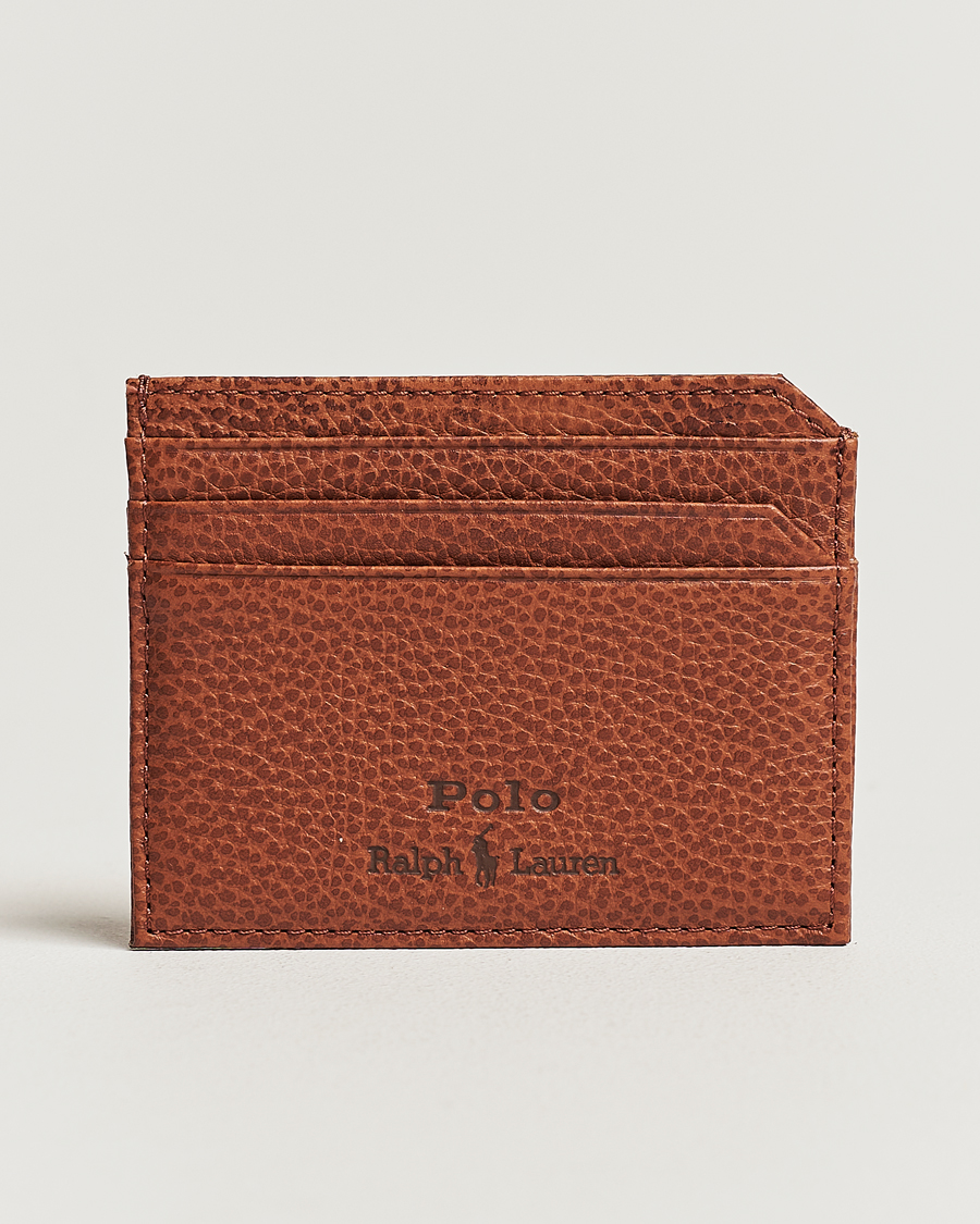 Hombres | Polo Ralph Lauren Pebbled Leather Credit Card Holder Saddle Brown | Polo Ralph Lauren | Pebbled Leather Credit Card Holder Saddle Brown