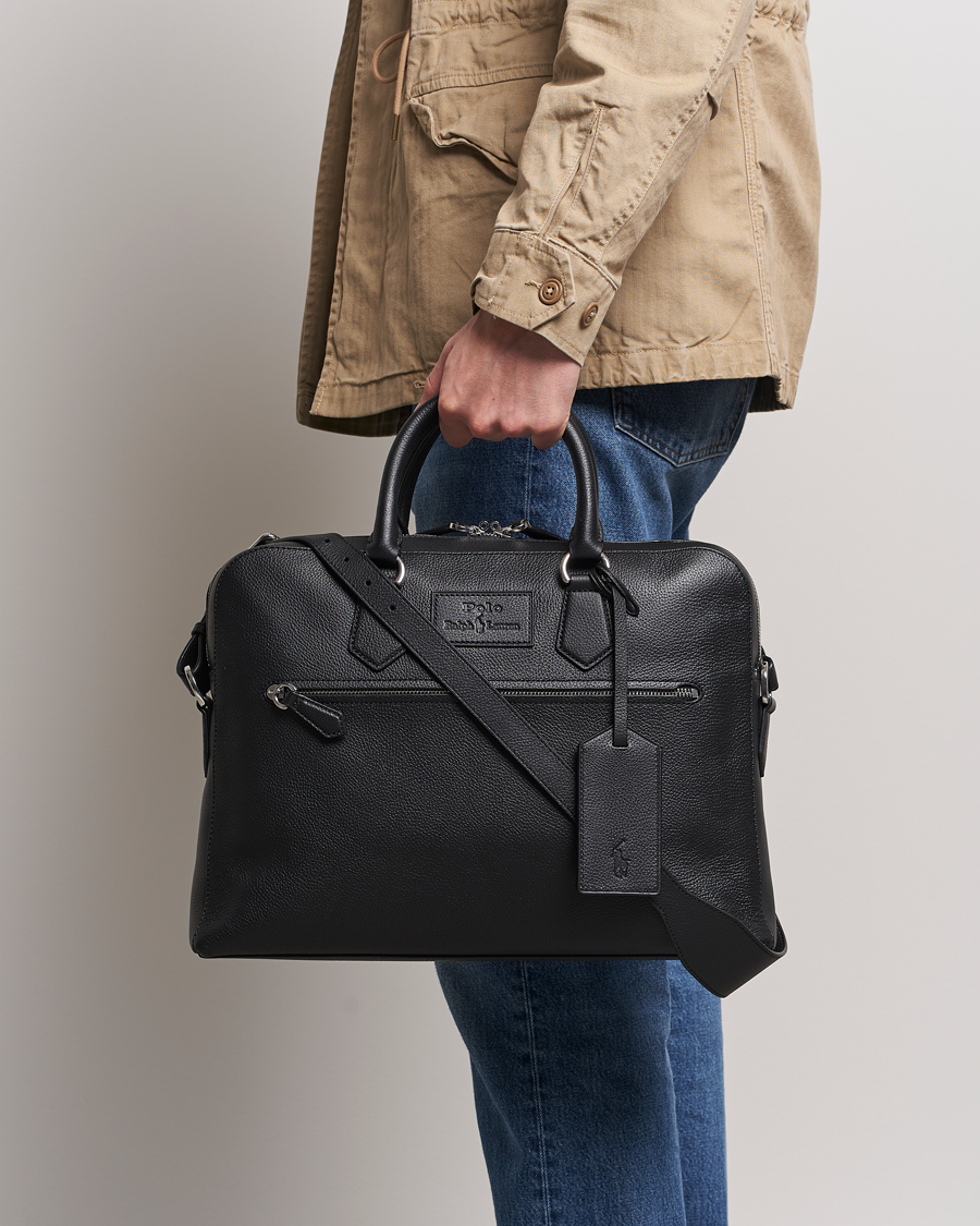 Hombres |  | Polo Ralph Lauren | Pebble Leather Briefcase Black