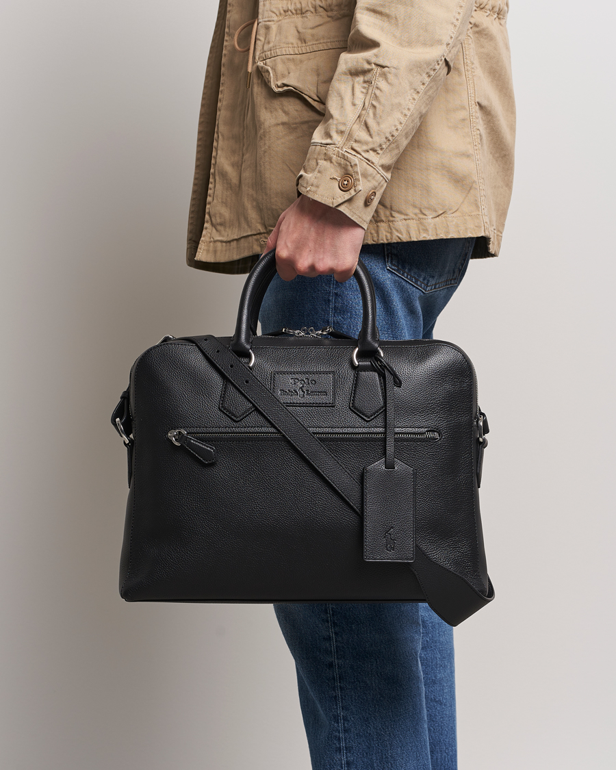 Hombres | Polo Ralph Lauren Pebble Leather Briefcase Black | Polo Ralph Lauren | Pebble Leather Briefcase Black