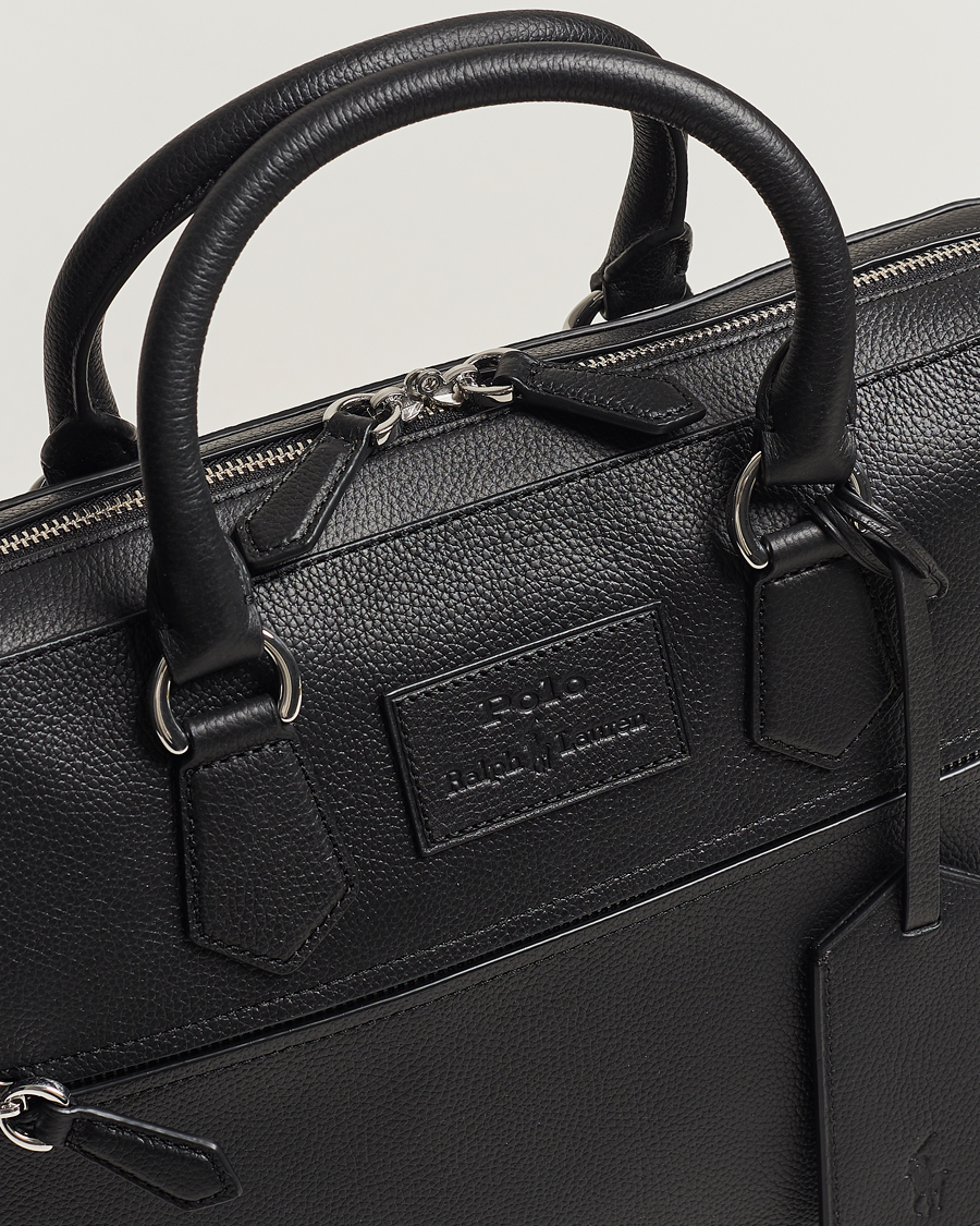 Hombres | Polo Ralph Lauren Pebble Leather Briefcase Black | Polo Ralph Lauren | Pebble Leather Briefcase Black