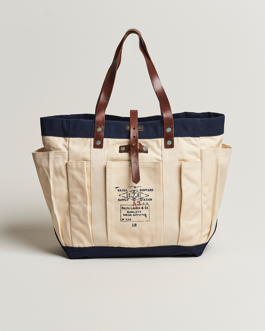 Hombres | Polo Ralph Lauren Canvas Totebag Cream/Aviator Navy | Polo Ralph Lauren | Canvas Totebag Cream/Aviator Navy