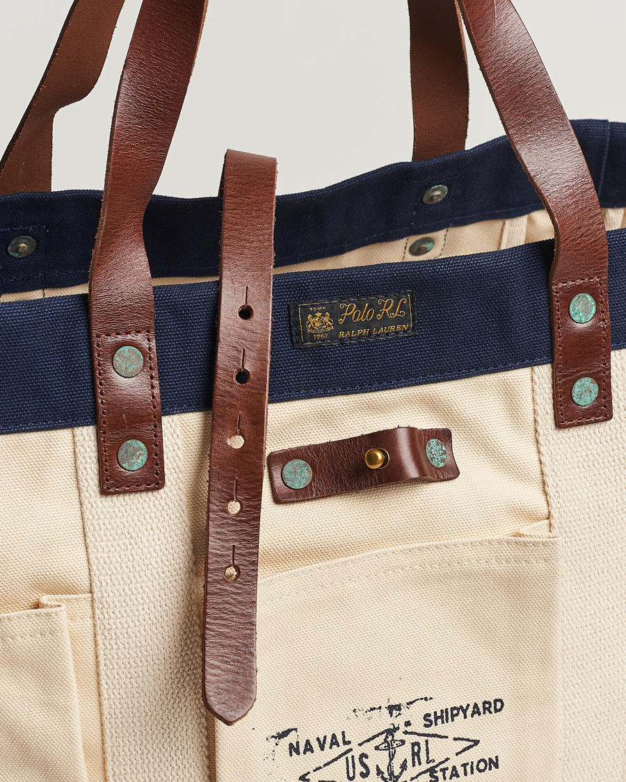 Hombres | Polo Ralph Lauren Canvas Totebag Cream/Aviator Navy | Polo Ralph Lauren | Canvas Totebag Cream/Aviator Navy