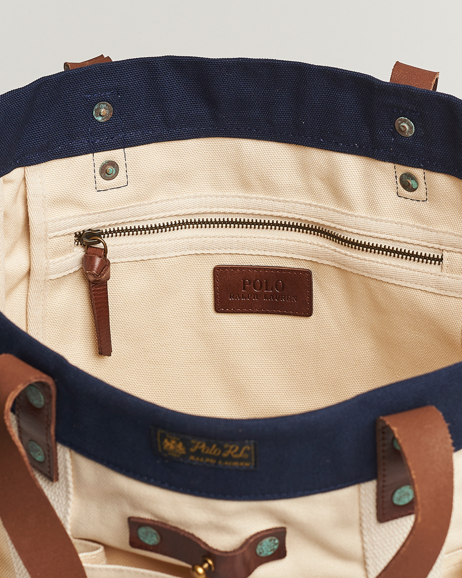 Hombres | Polo Ralph Lauren Canvas Totebag Cream/Aviator Navy | Polo Ralph Lauren | Canvas Totebag Cream/Aviator Navy