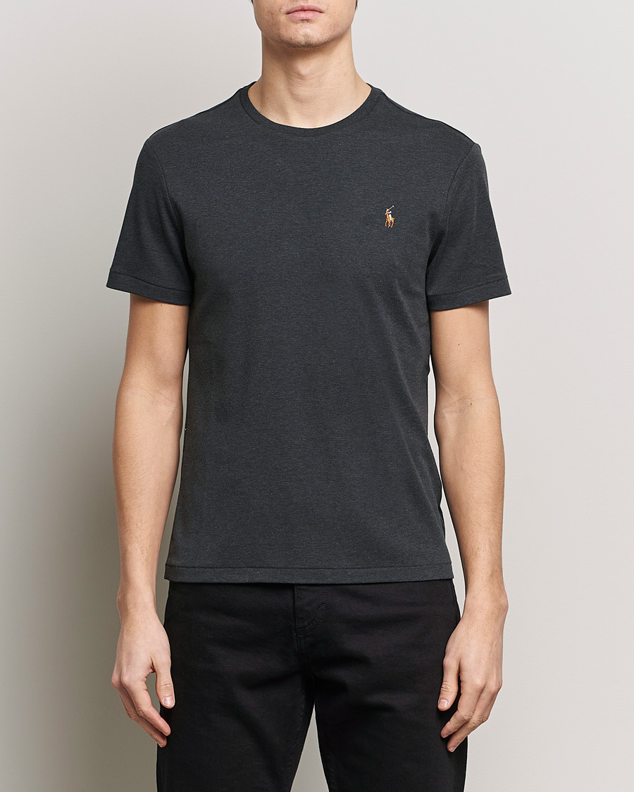 Hombres | Camisetas negras | Polo Ralph Lauren | Luxury Pima Cotton Crew Neck T-Shirt Black Heather