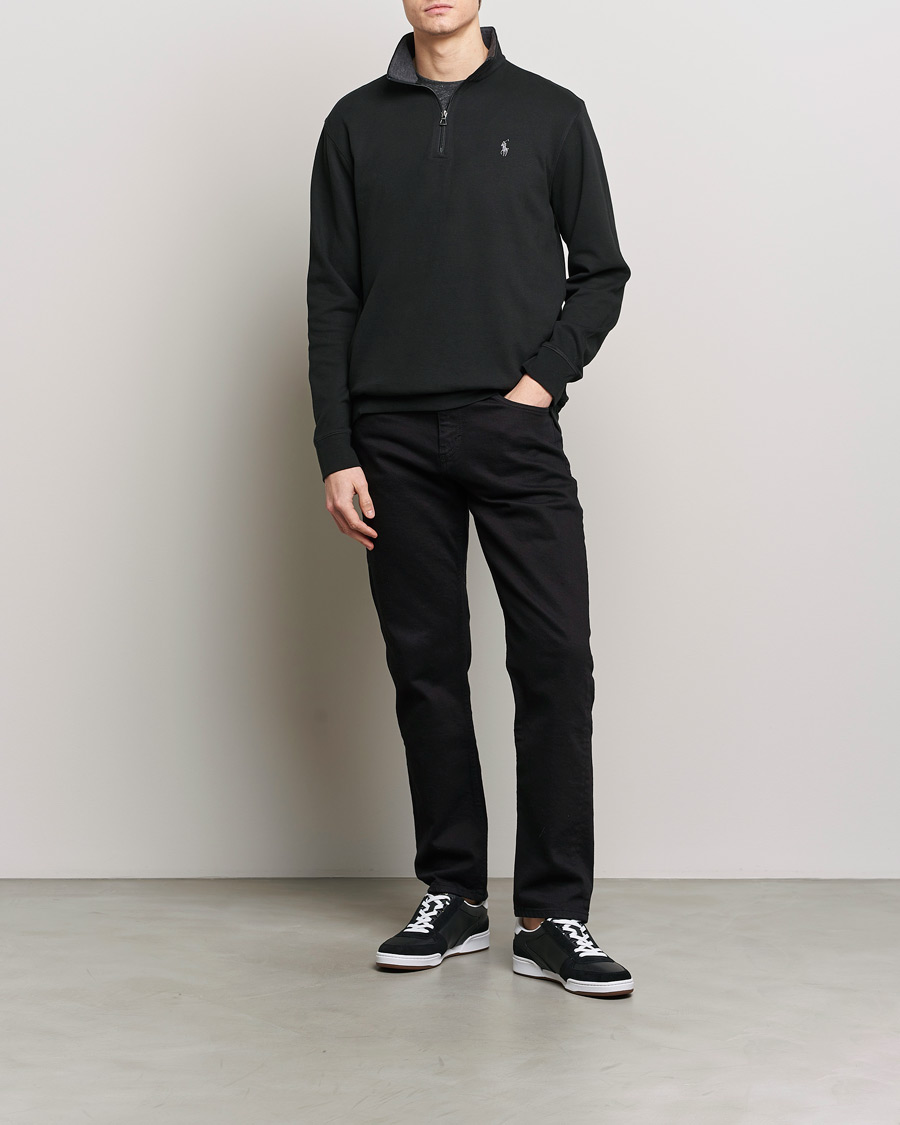 Hombres | Jerséis y prendas de punto | Polo Ralph Lauren | Double Knit Half-Zip Sweater Polo Black