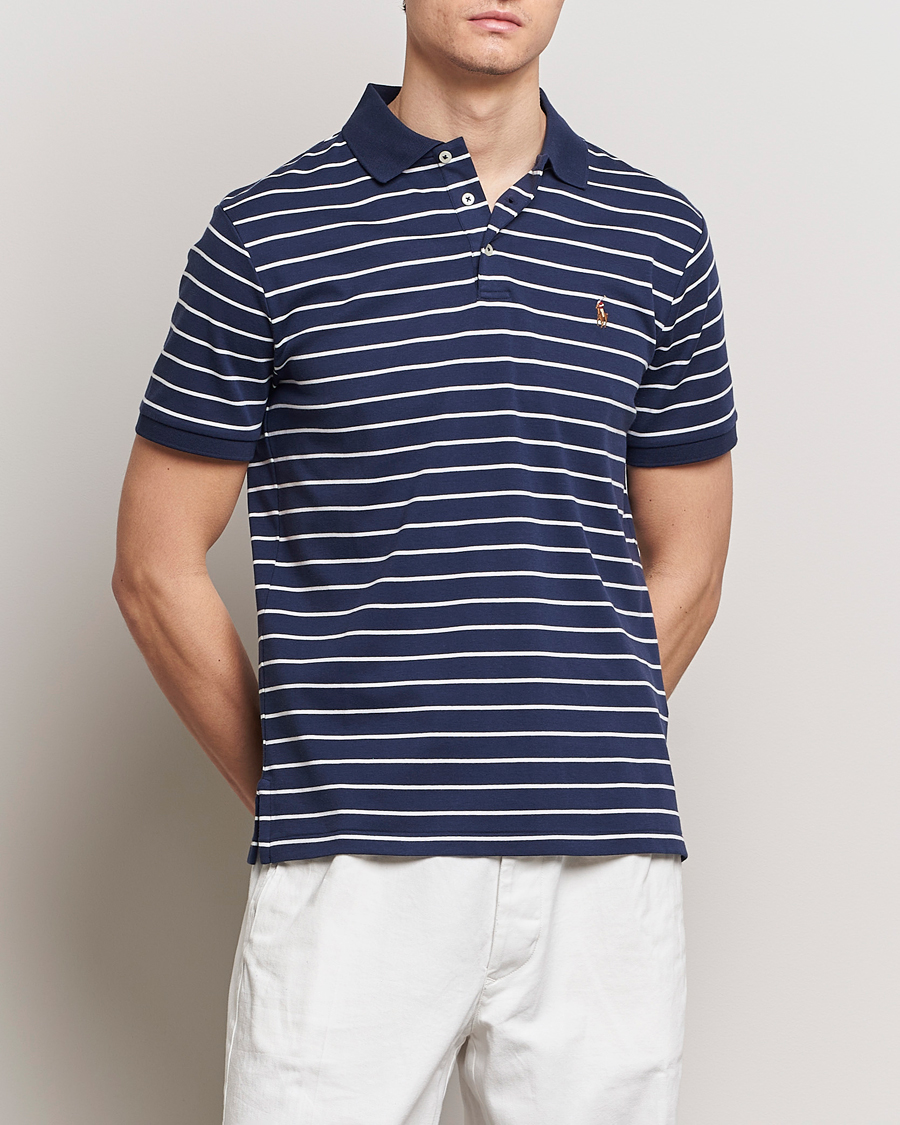 Hombres | Only Polo | Polo Ralph Lauren | Luxury Pima Cotton Striped Polo Refined Navy/White
