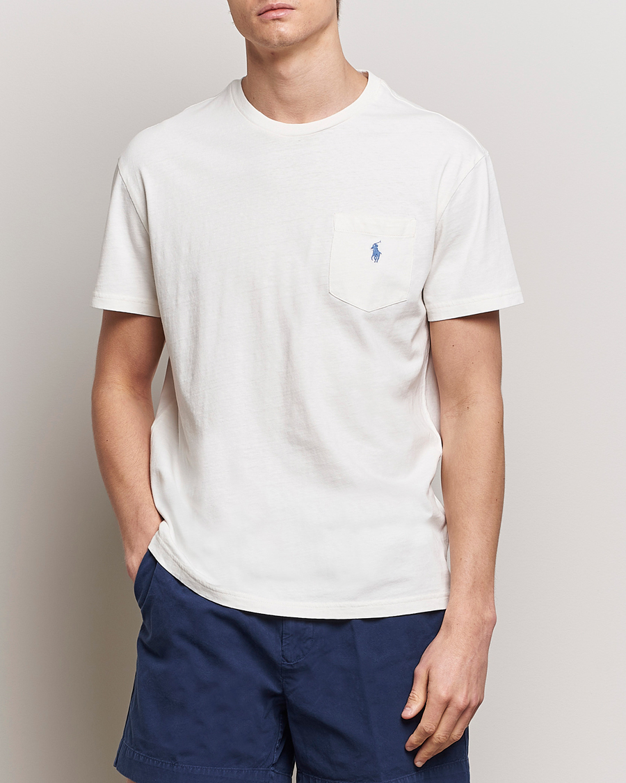 Hombres |  | Polo Ralph Lauren | Cotton Linen Crew Neck T-Shirt Ceramic White