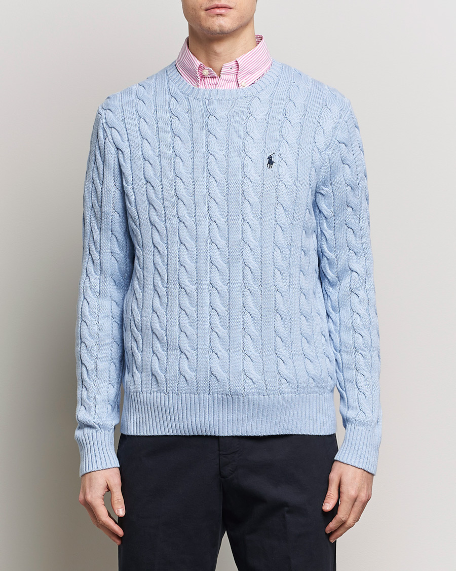 Hombres | Jerseys de cuello redondo | Polo Ralph Lauren | Cotton Cable Pullover Blue Hyacinth