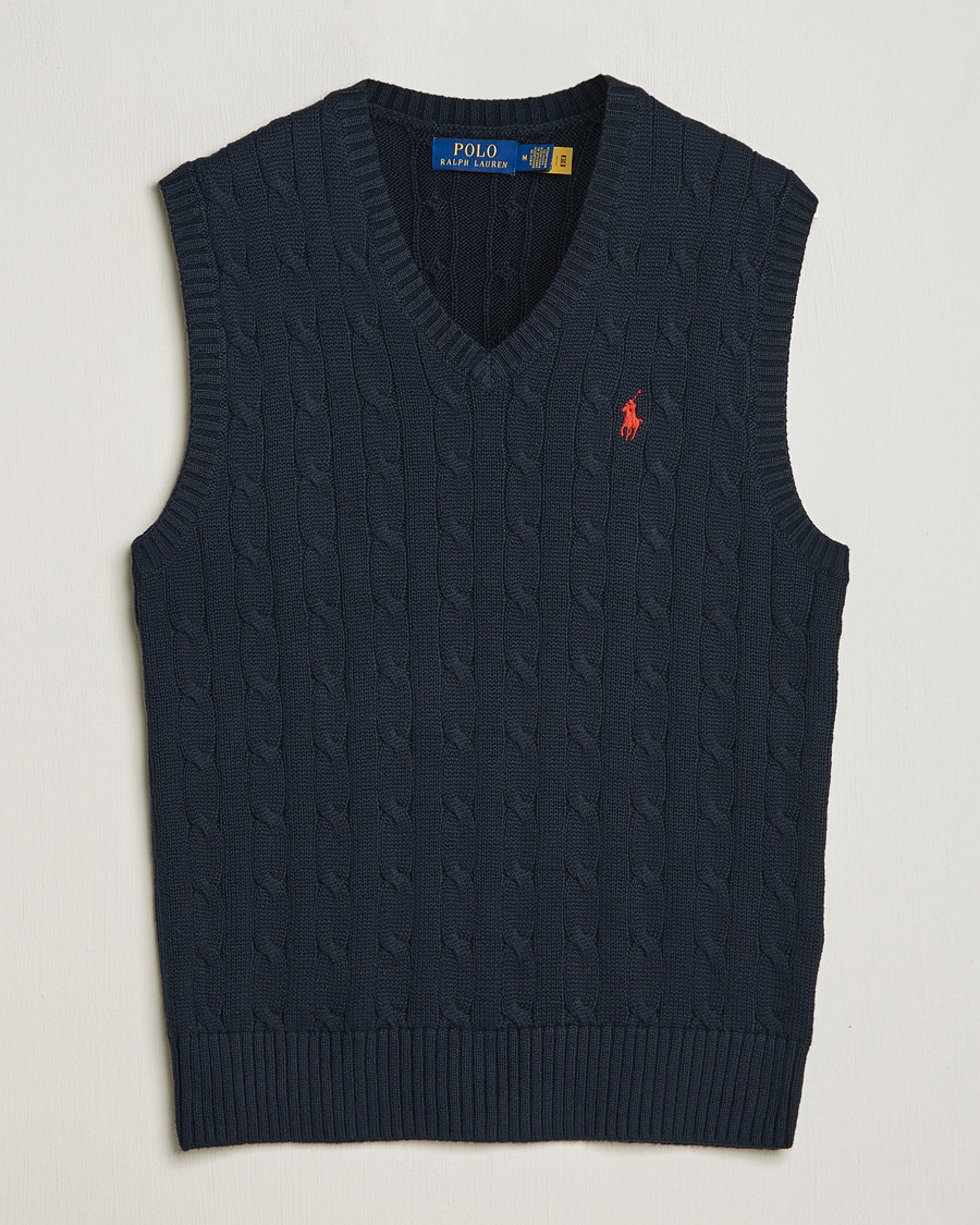Hombres | Jerséis y prendas de punto | Polo Ralph Lauren | Cotton Cable Vest Hunter Navy