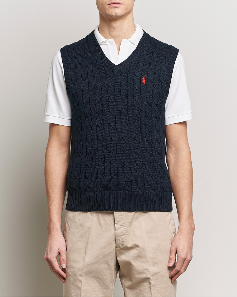 Hombres | Jerséis y prendas de punto | Polo Ralph Lauren | Cotton Cable Vest Hunter Navy