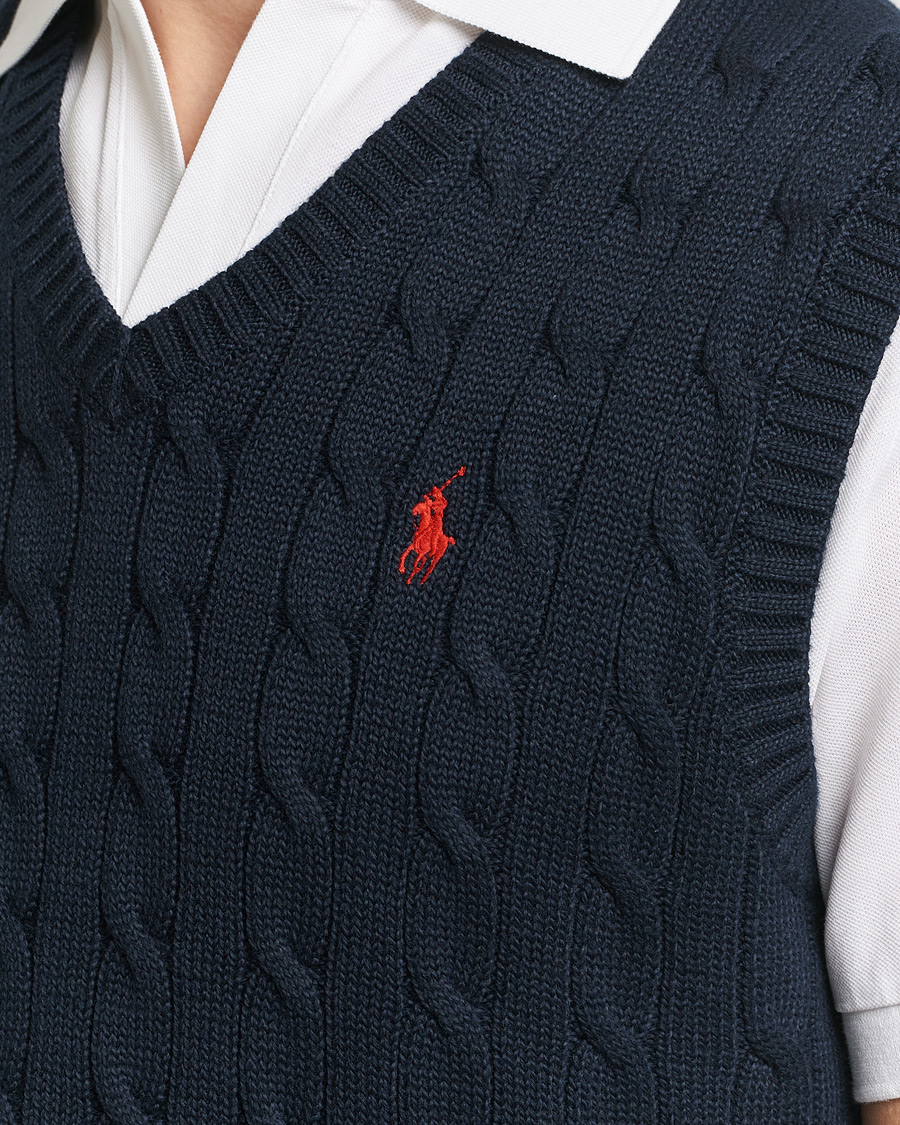 Hombres | Jerséis y prendas de punto | Polo Ralph Lauren | Cotton Cable Vest Hunter Navy