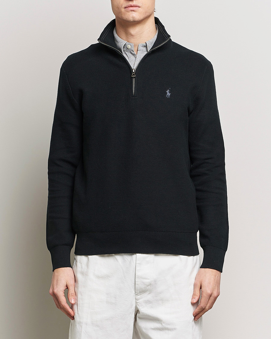 Hombres | Jerséis y prendas de punto | Polo Ralph Lauren | Textured Half Zip Polo Black
