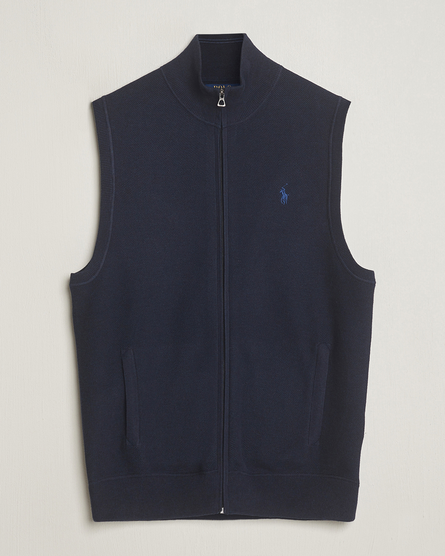 Hombres | Jerséis y prendas de punto | Polo Ralph Lauren | Cotton Full-Zip Vest Navy Heather