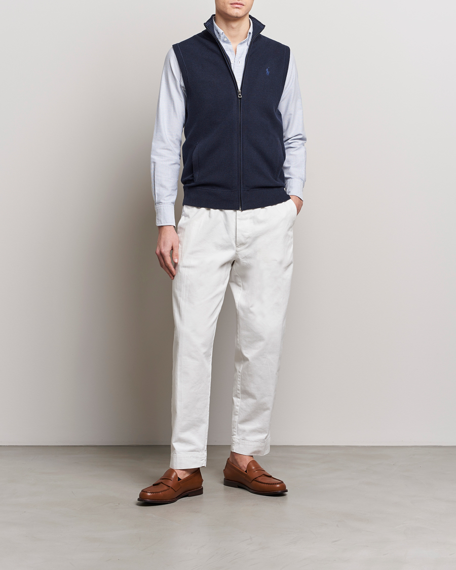 Hombres | Jerséis y prendas de punto | Polo Ralph Lauren | Cotton Full-Zip Vest Navy Heather