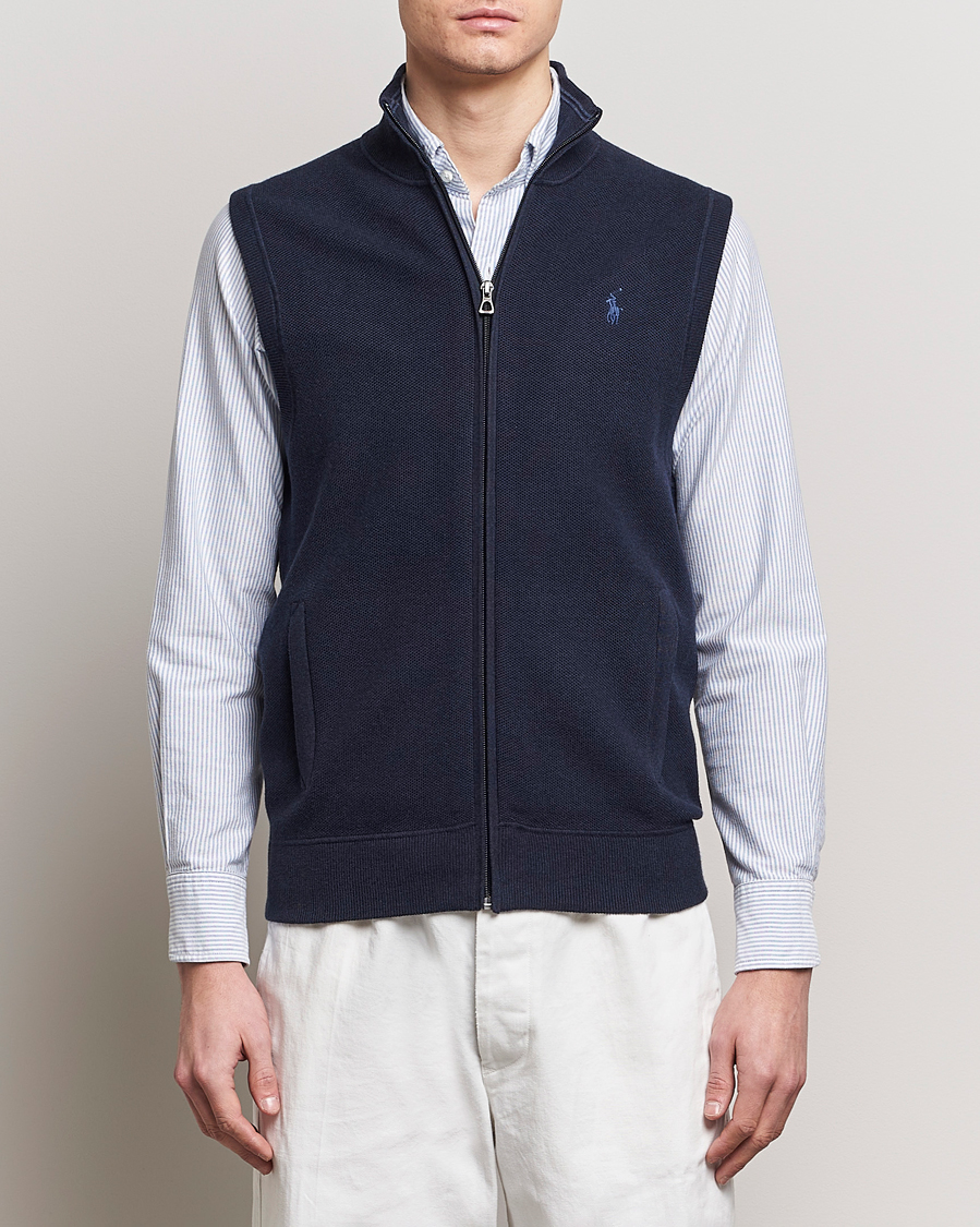 Hombres | Jerséis y prendas de punto | Polo Ralph Lauren | Cotton Full-Zip Vest Navy Heather