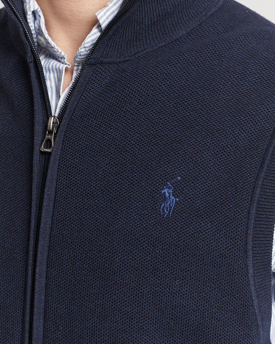 Hombres | Jerséis y prendas de punto | Polo Ralph Lauren | Cotton Full-Zip Vest Navy Heather