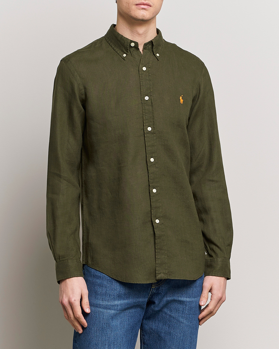 Hombres | Camisas de lino | Polo Ralph Lauren | Custom Fit Linen Button Down Armadillo