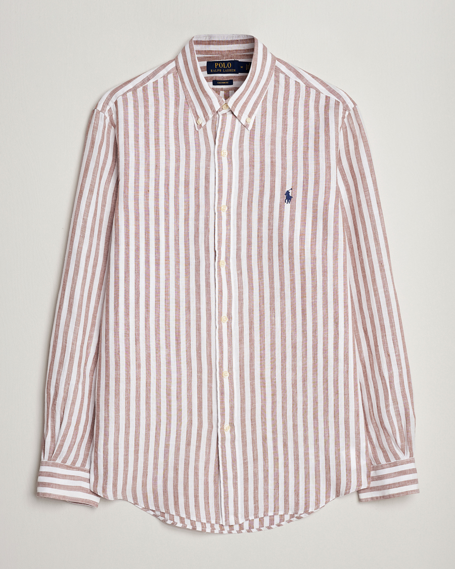 Hombres | Camisas | Polo Ralph Lauren | Custom Fit Striped Linen Shirt Khaki/White