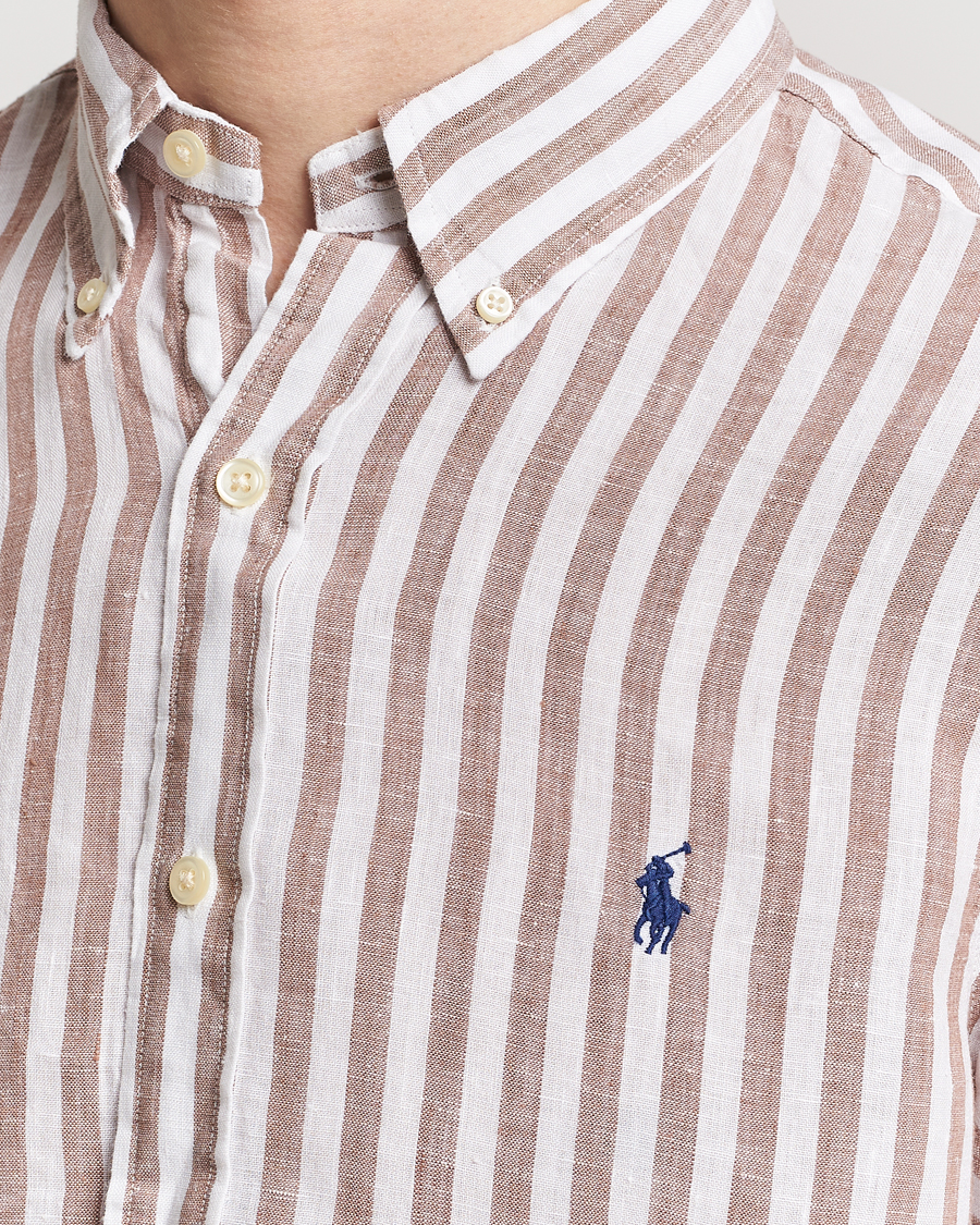 Hombres | Camisas | Polo Ralph Lauren | Custom Fit Striped Linen Shirt Khaki/White