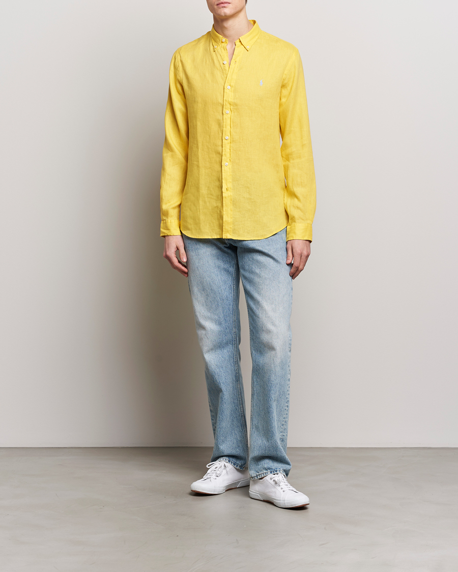 Hombres | Camisas | Polo Ralph Lauren | Slim Fit Linen Button Down Shirt Sunfish Yellow