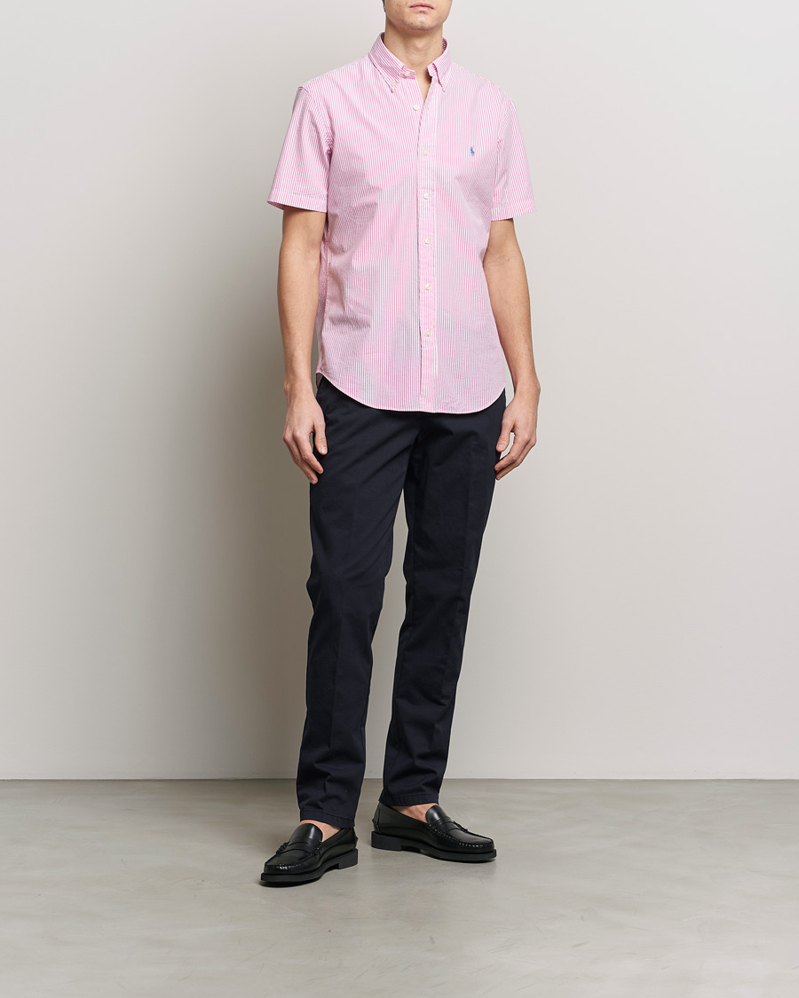 Hombres | Camisas | Polo Ralph Lauren | Seersucker Short Sleeve Striped Shirt Rose/White
