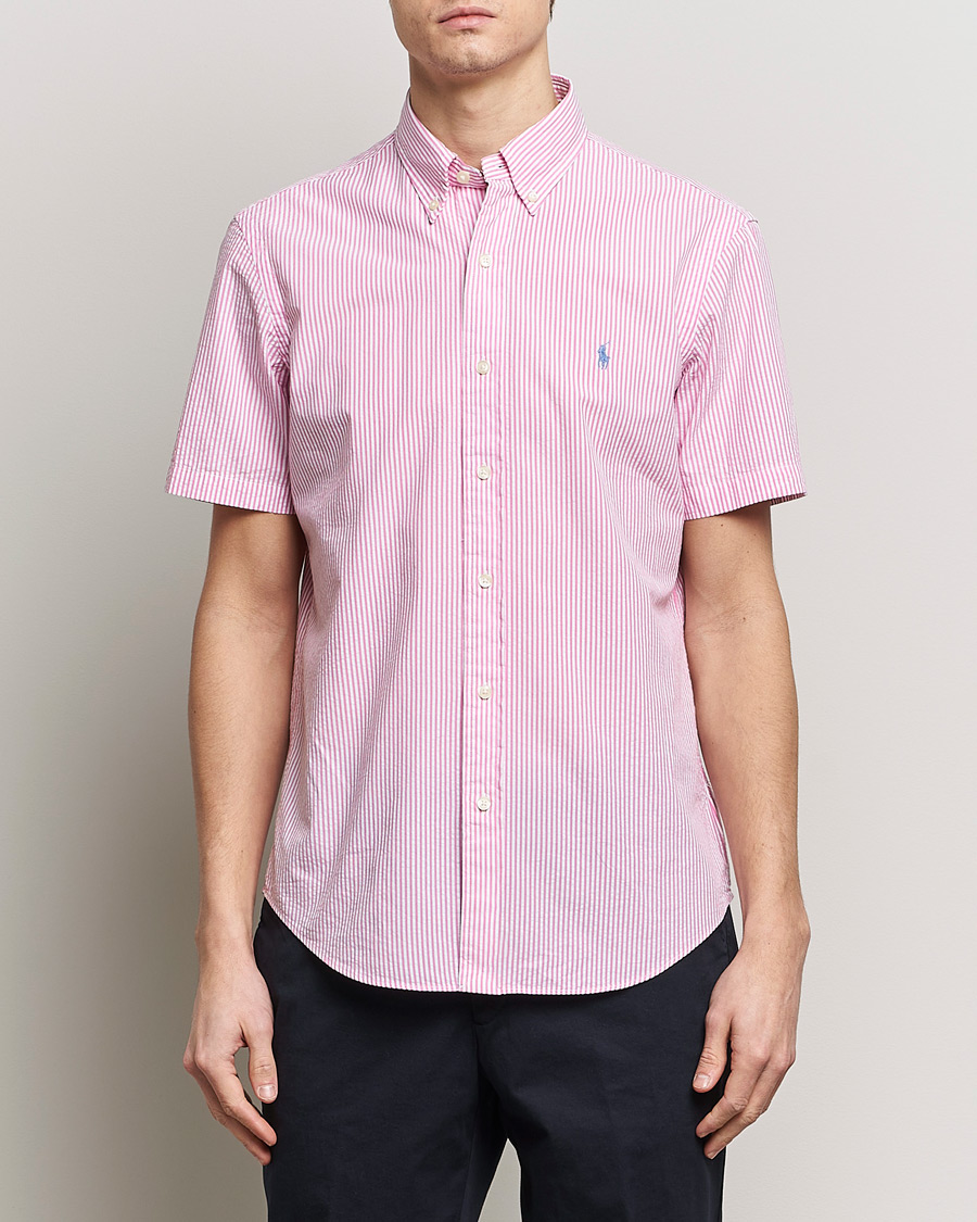 Hombres | Camisas | Polo Ralph Lauren | Seersucker Short Sleeve Striped Shirt Rose/White