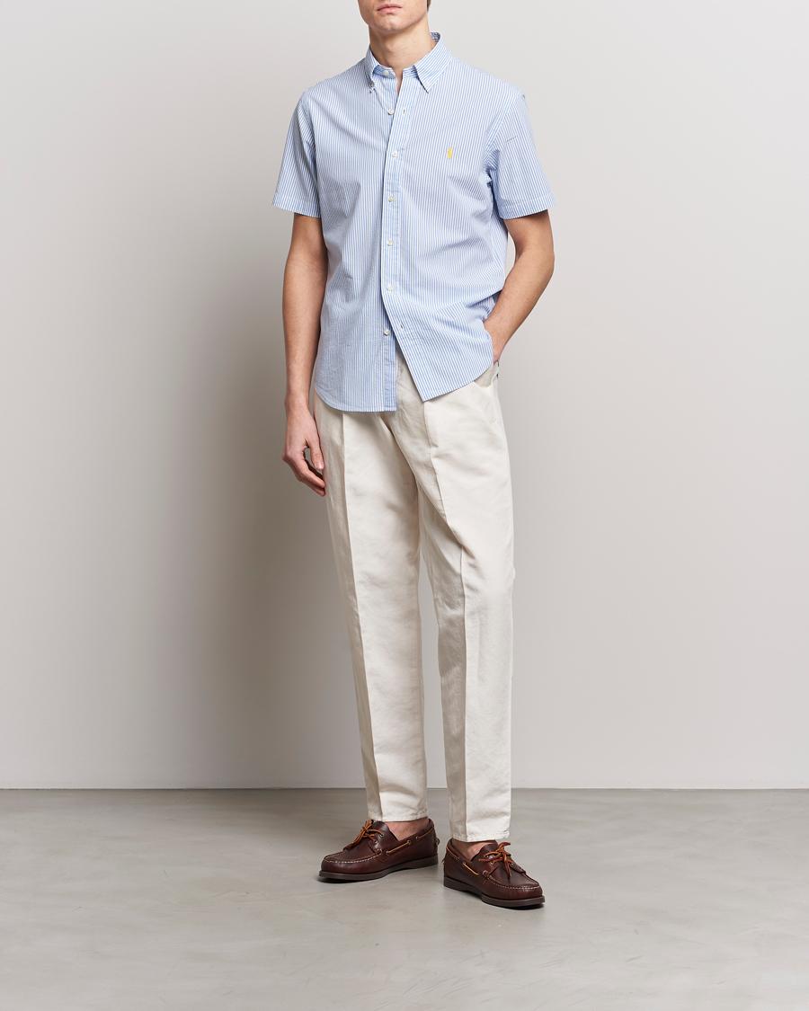 Hombres | Camisas | Polo Ralph Lauren | Seersucker Short Sleeve Striped Shirt Blue/White