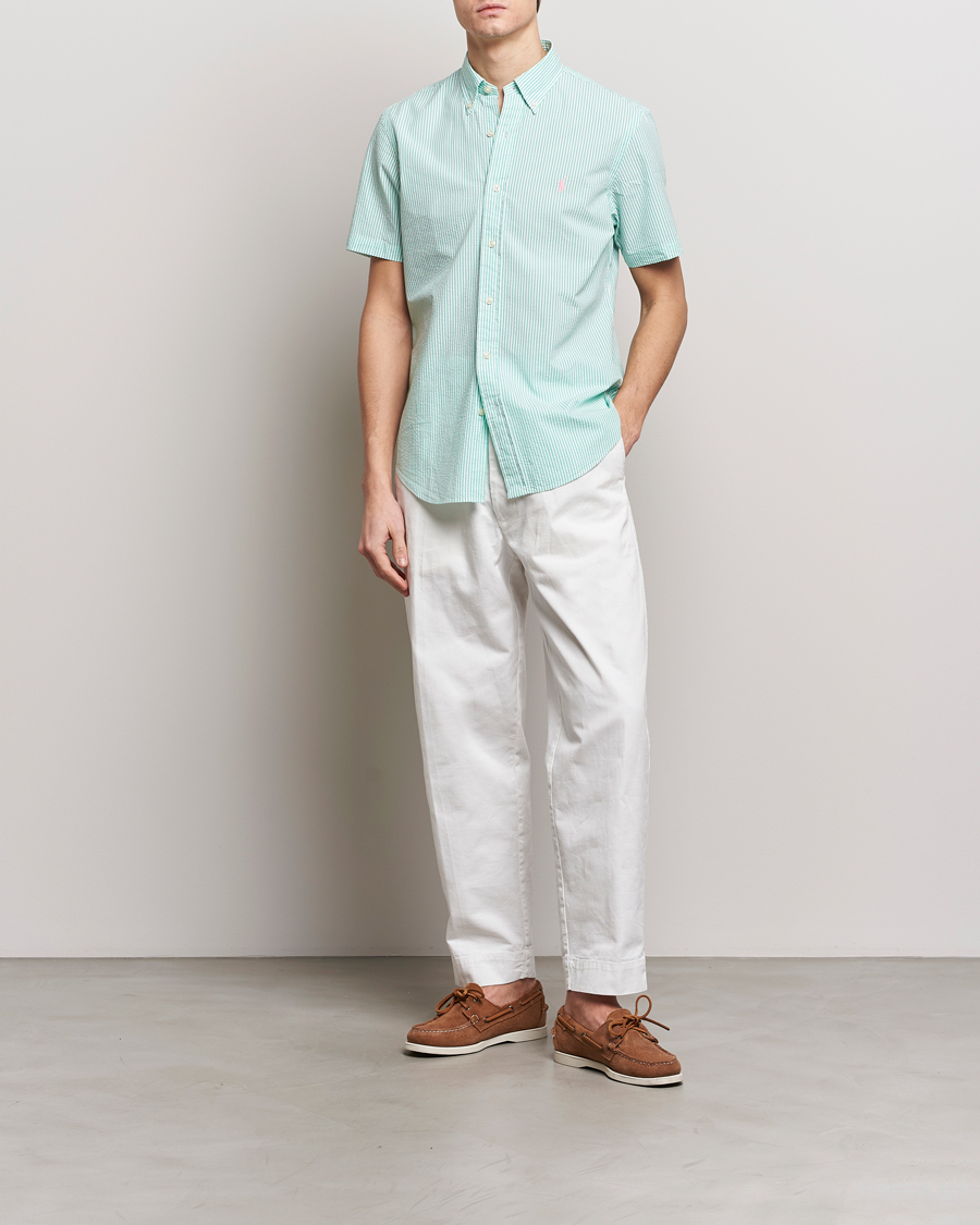 Hombres | Camisas | Polo Ralph Lauren | Seersucker Short Sleeve Striped Shirt Green/White