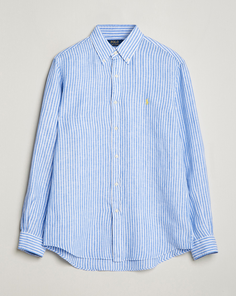 Hombres | Camisas | Polo Ralph Lauren | Custom Fit Striped Linen Shirt Blue/White