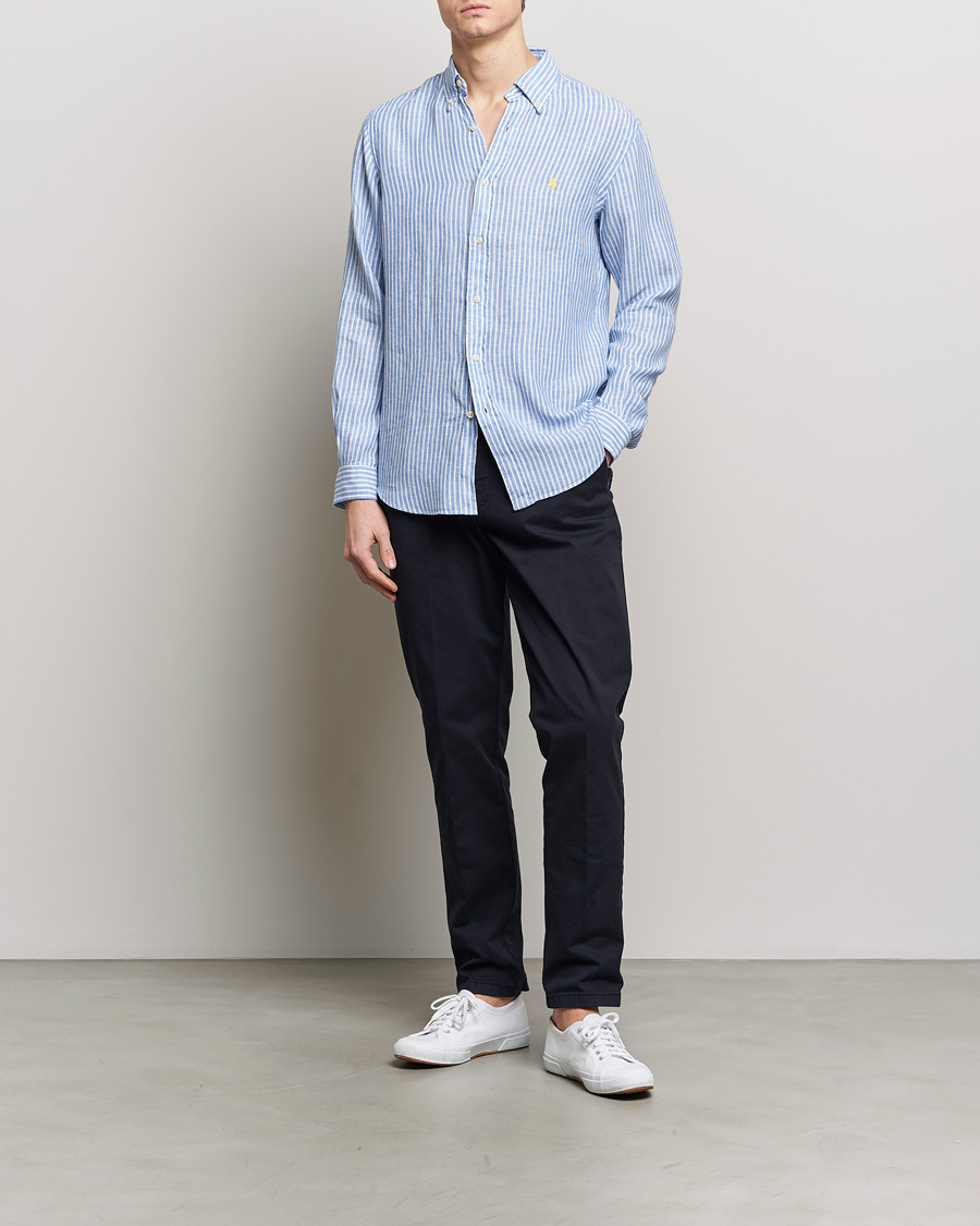 Hombres | Camisas | Polo Ralph Lauren | Custom Fit Striped Linen Shirt Blue/White