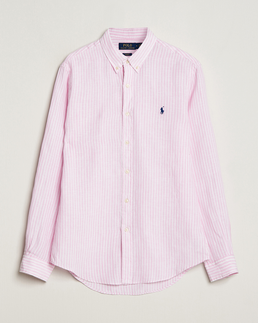 Hombres | Camisas | Polo Ralph Lauren | Slim Fit Striped Button Down Linen Shirt Pink/White