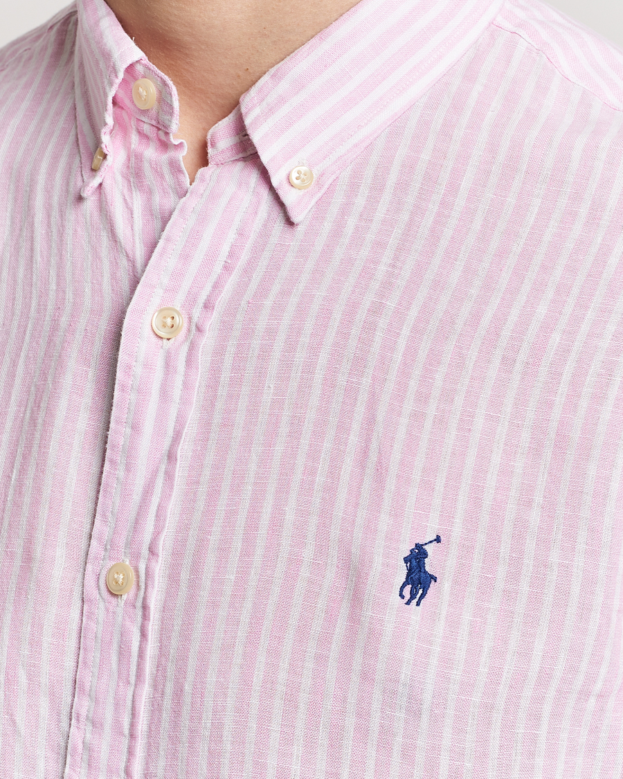 Hombres | Camisas | Polo Ralph Lauren | Slim Fit Striped Button Down Linen Shirt Pink/White