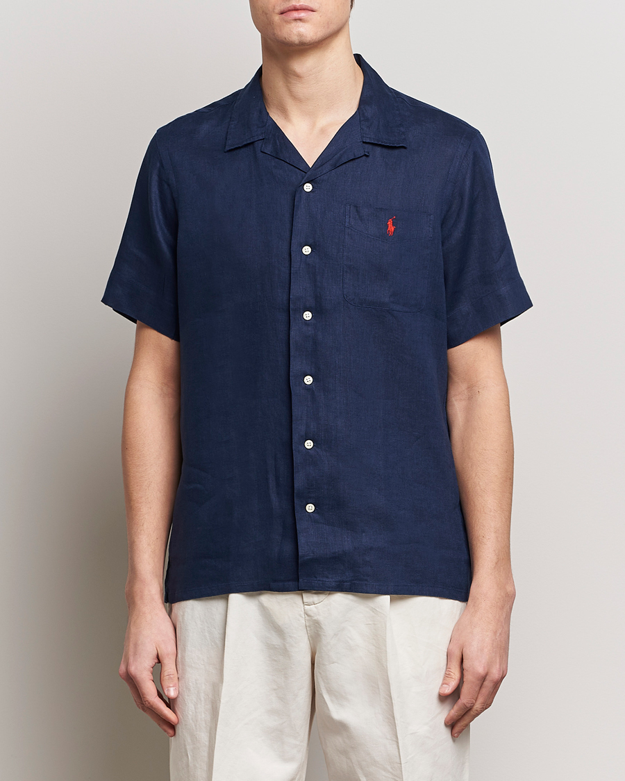 Hombres | Camisas de manga corta | Polo Ralph Lauren | Linen Pocket Short Sleeve Shirt Newport Navy