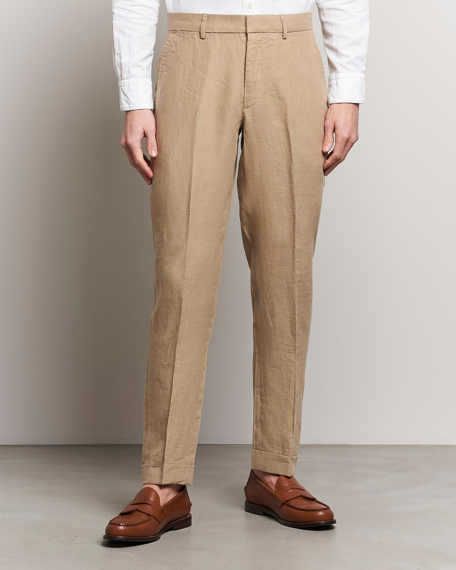 Hombres | Pantalones de lino | Polo Ralph Lauren | Linen Pleated Trousers Coastal Beige