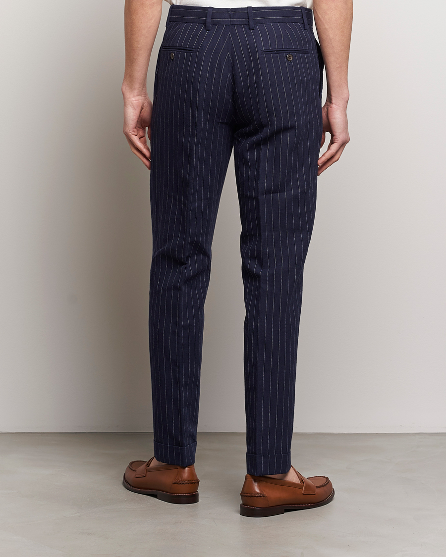 Hombres | Pantalones | Polo Ralph Lauren | Linen Pinstripe Trousers Navy/Cream