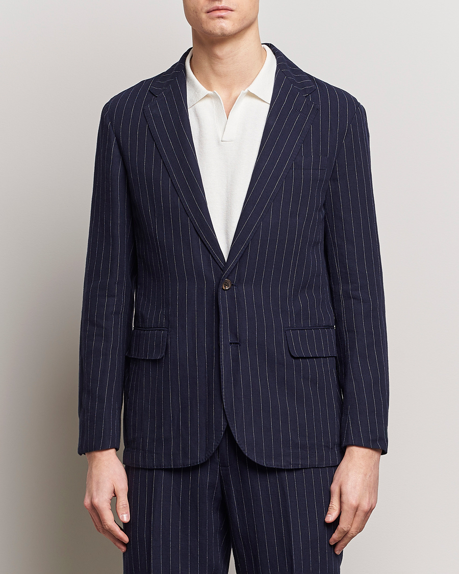 Hombres | Elegante casual | Polo Ralph Lauren | Linen Pinstripe Sportcoat Navy/Cream