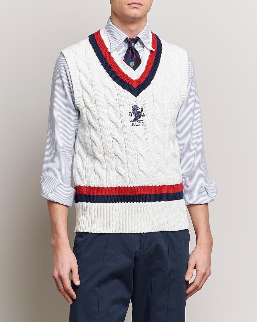 Hombres | Jerséis y prendas de punto | Polo Ralph Lauren | Cotton Knitted Cricket Vest Deckwash White