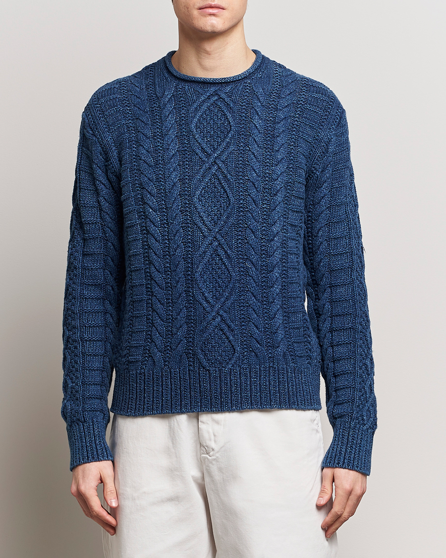 Hombres | Jerséis y prendas de punto | Polo Ralph Lauren | Cotton Fisherman Sweater Indigo