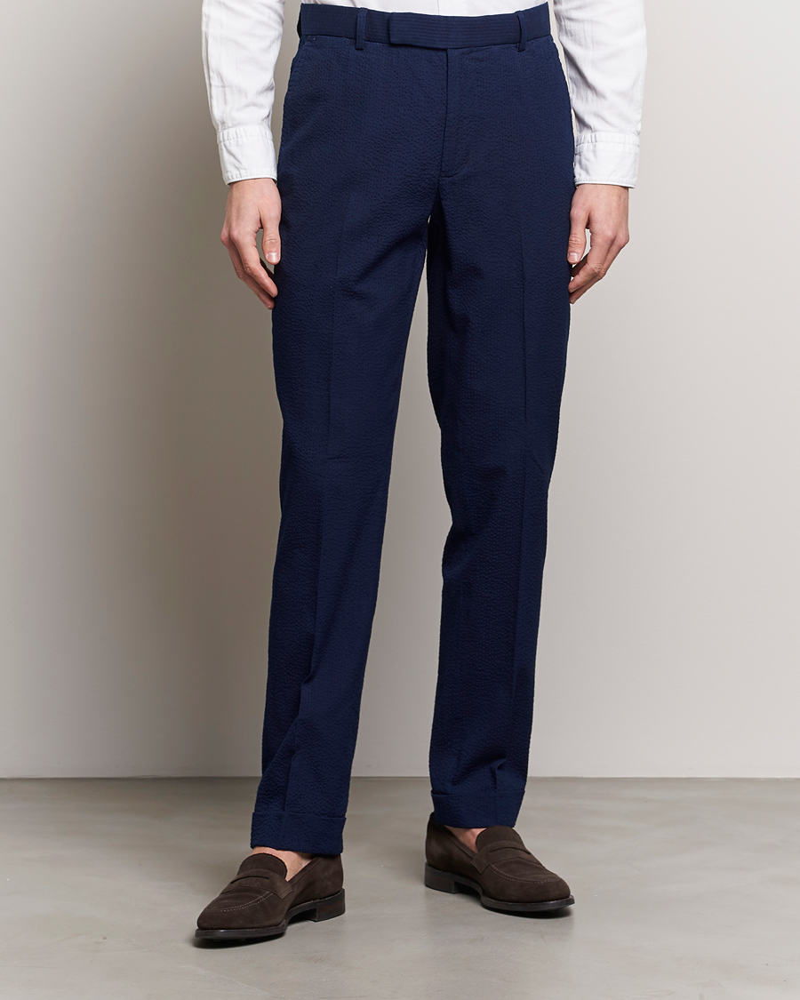 Hombres | Pantalones | Polo Ralph Lauren | Pleated Seersucker Trousers Indigo
